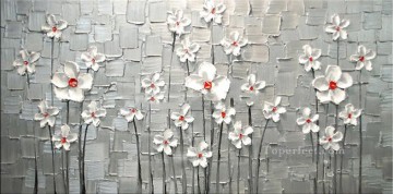 Flores blancas textura 3D Pinturas al óleo